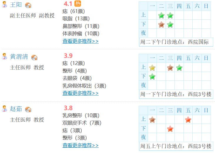 北京协和医院整形外科医生坐诊表